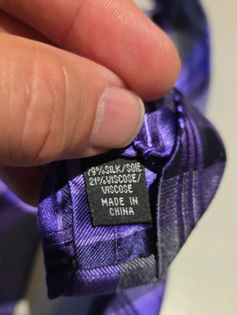 Calvin Klein Purple and Grey Plaid Silk Tie